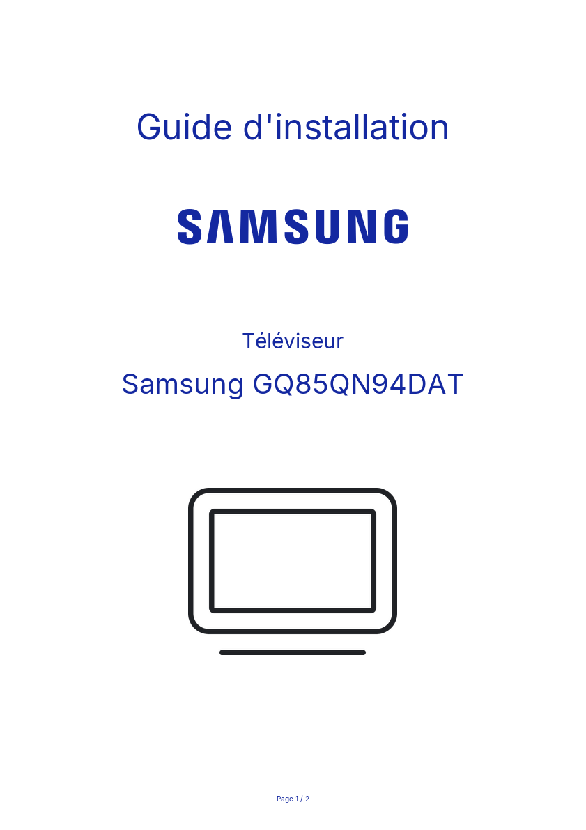 Page n°1 - Guide d'installation Samsung GQ85QN94DAT