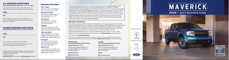Page n°1 - Guide de démarrage rapide Ford Maverick (2023)