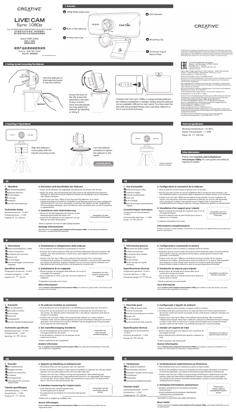 Page n°1 - Manuel utilisateur Creative Live! Cam