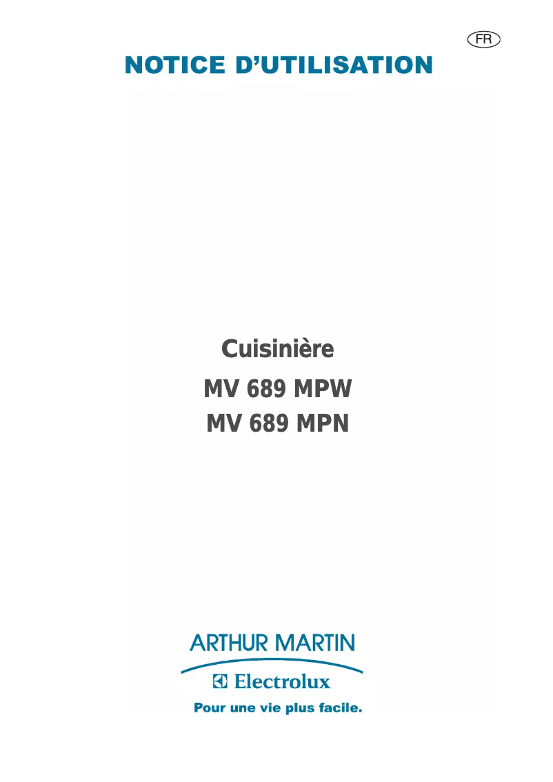 Page n°1 - Manuel utilisateur Arthur Martin-Electrolux MV689MPW