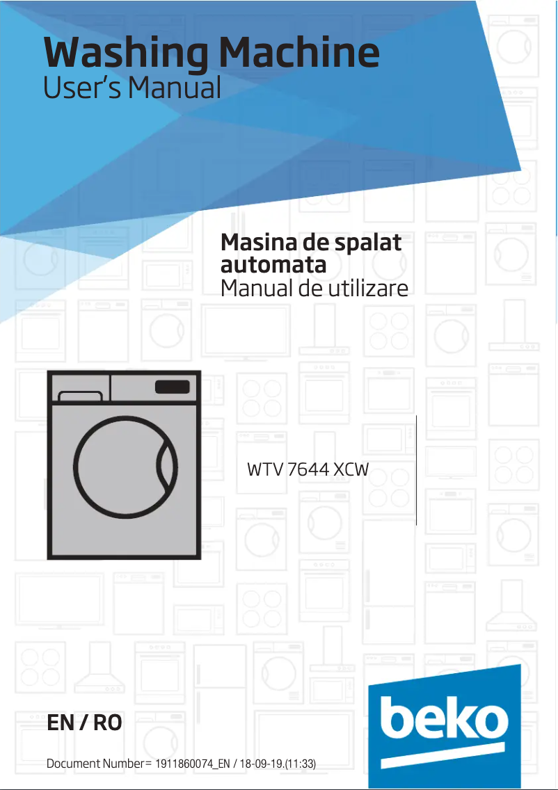 Page 1 de la notice Manuel utilisateur Beko WTV7644XCW
