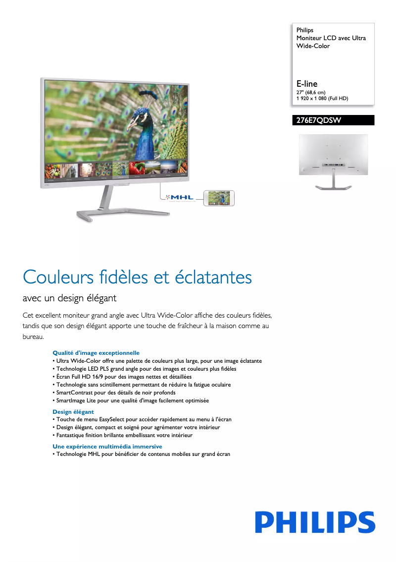 Image de la première page du manuel de l'appareil 276E7QDSW