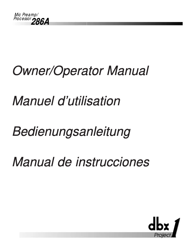 Image de la première page du manuel de l'appareil 286A Project 1