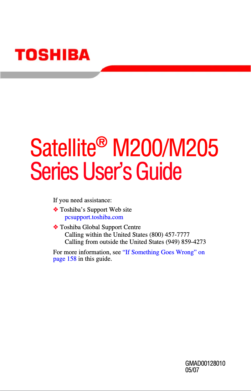 Image de la première page du manuel de l'appareil Satellite M205