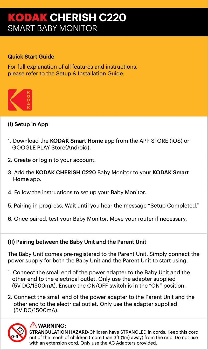 Image de la première page du manuel de l'appareil Cherish C220