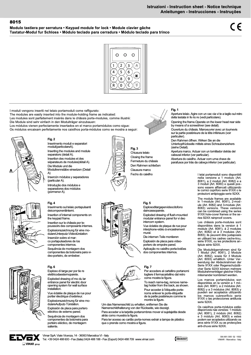 Image de la première page du manuel de l'appareil ELVOX 8015