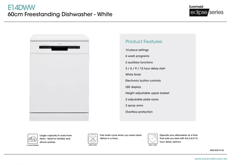 Página 1 del manual Ficha técnica Euromaid E14DWW