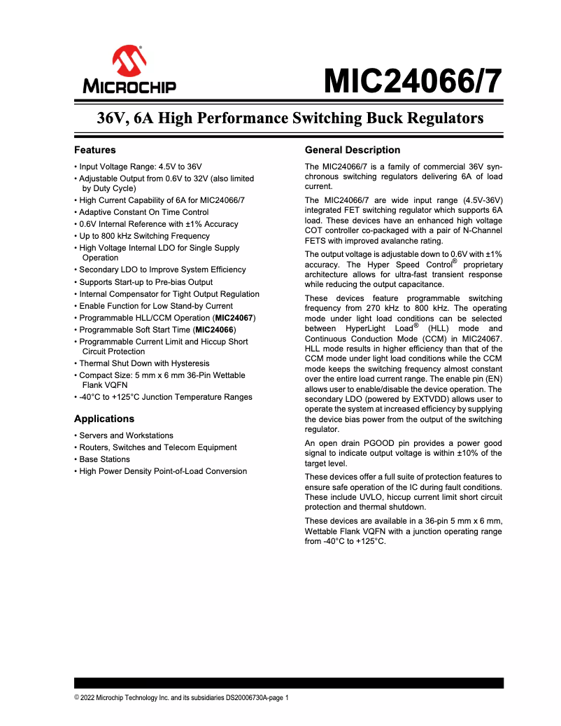 Page 1 de la notice Manuel utilisateur Microchip MIC24066