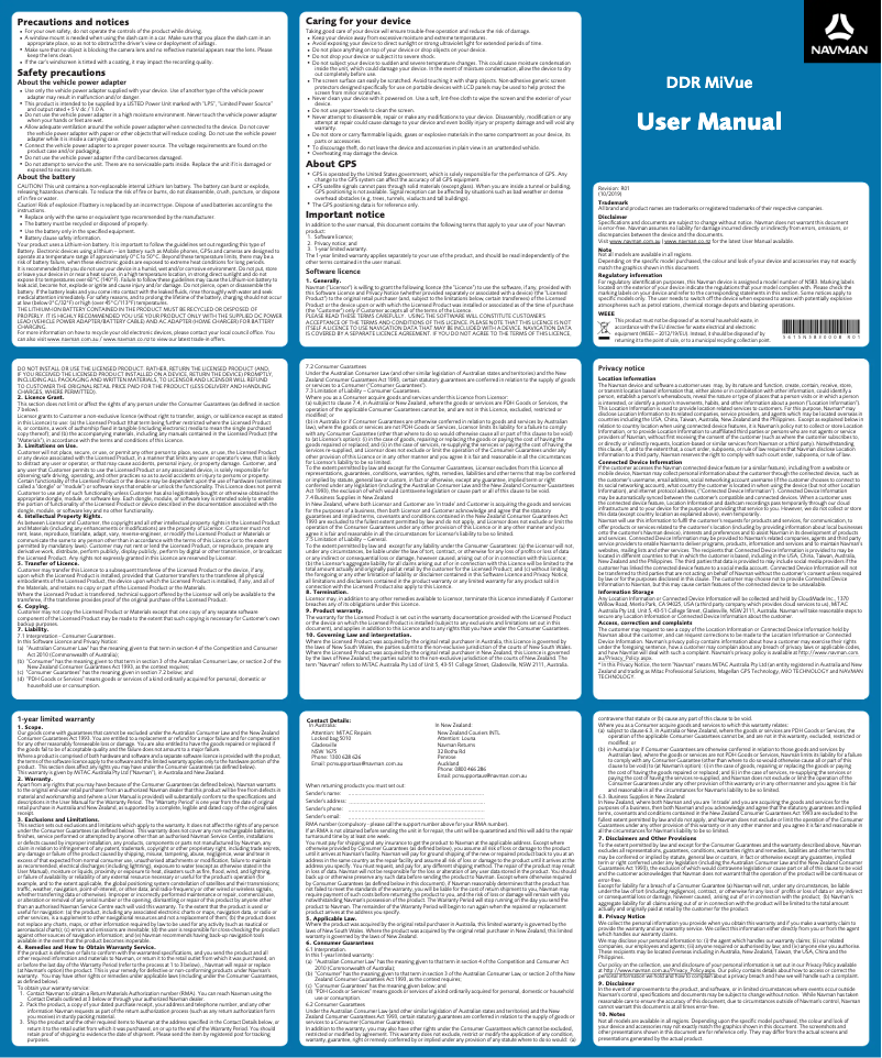 Image de la première page du manuel de l'appareil MiVue 750 WIFI
