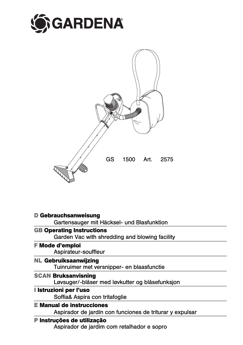 Page 1 of the manual User Manual Gardena GS 1500