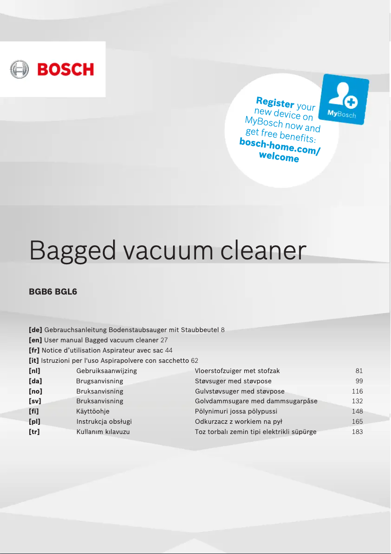 Page 1 de la notice Manuel utilisateur Bosch Series 6 ProSilence BGL6SIL2