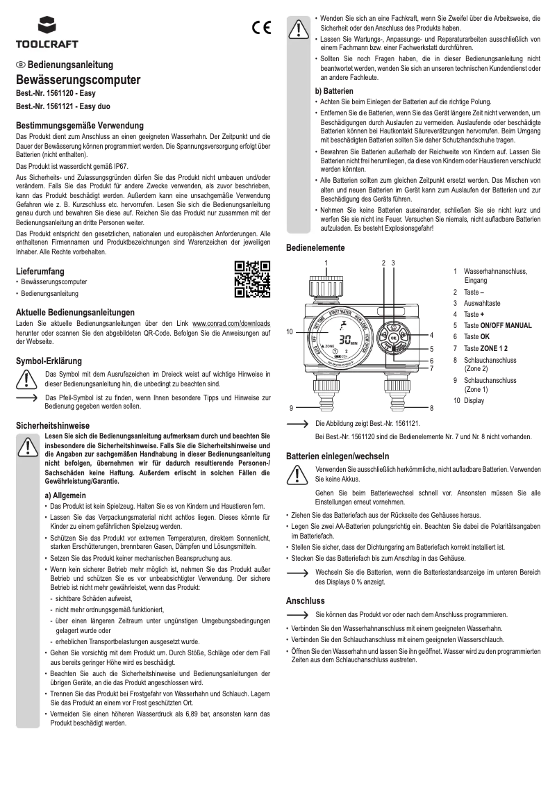 Page 1 de la notice Manuel utilisateur Toolcraft Easy 1561120