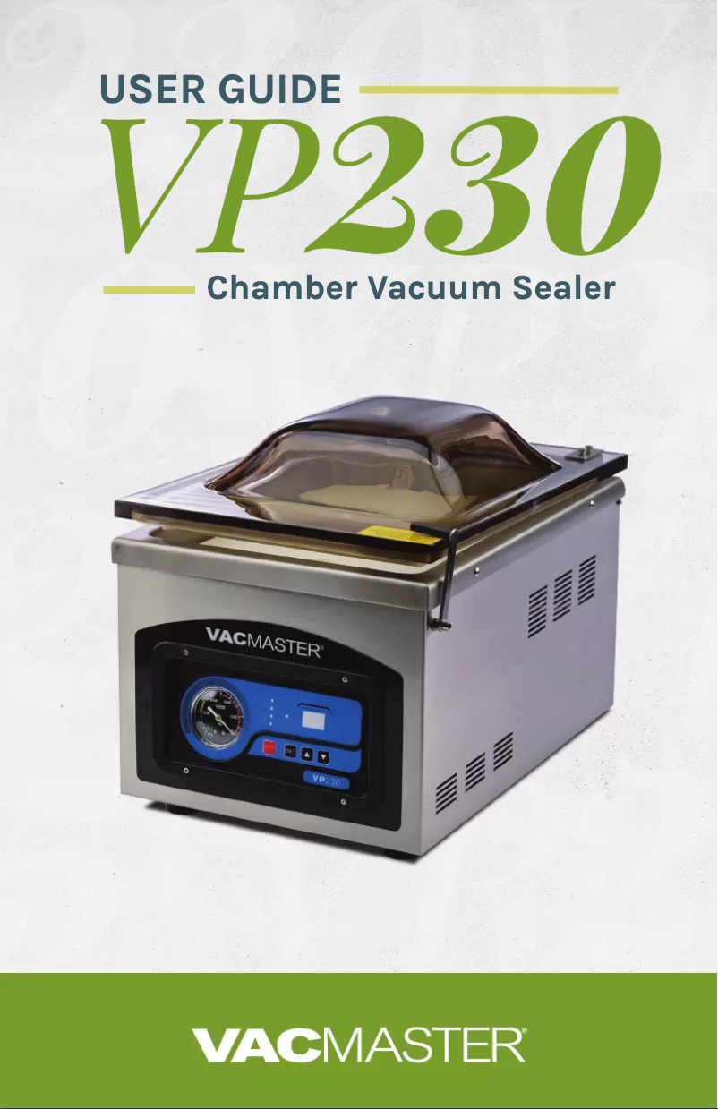 Page n°1 - Manuel utilisateur Vacmaster VP230