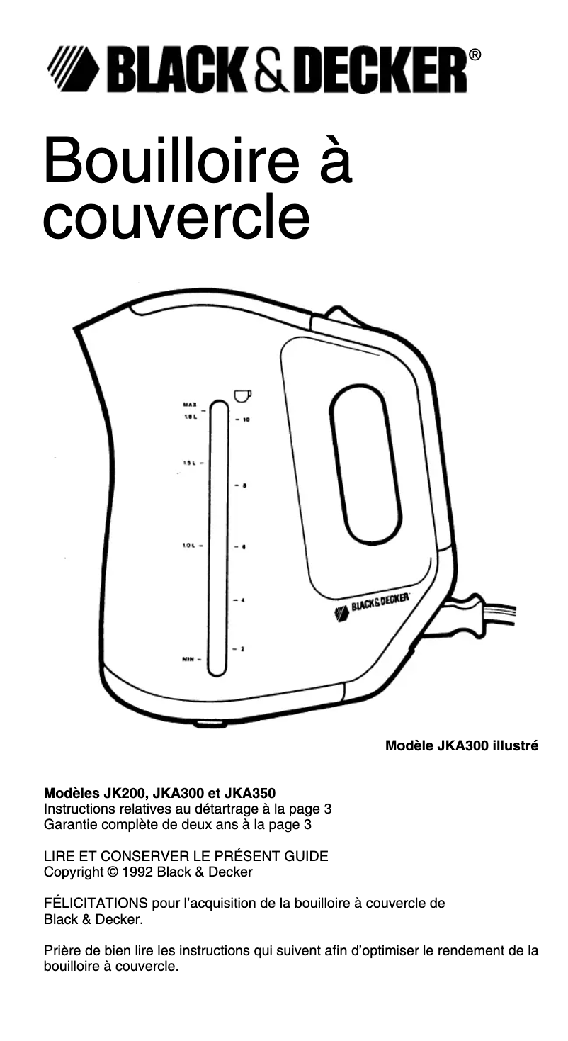 Page n°1 - Manuel utilisateur Black & Decker JKA350