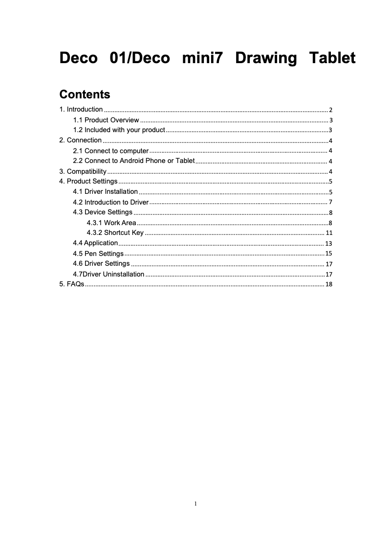 Page 1 de la notice Manuel utilisateur XP-PEN Deco 01 V3