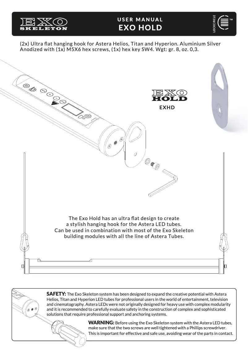 Image de la première page du manuel de l'appareil Exo Hold