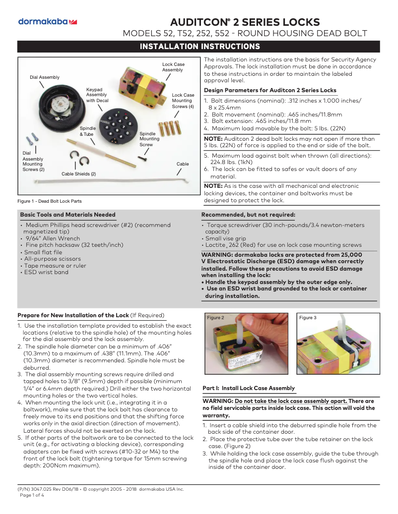 Page n°1 - Manuel utilisateur Dormakaba Auditcon 552