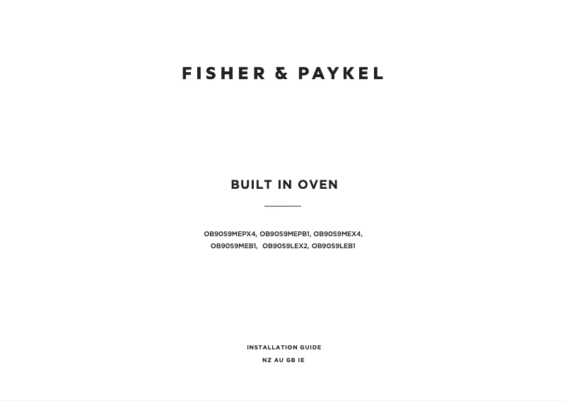 Page 1 de la notice Guide d'installation Fisher & Paykel OB90S9MEX4