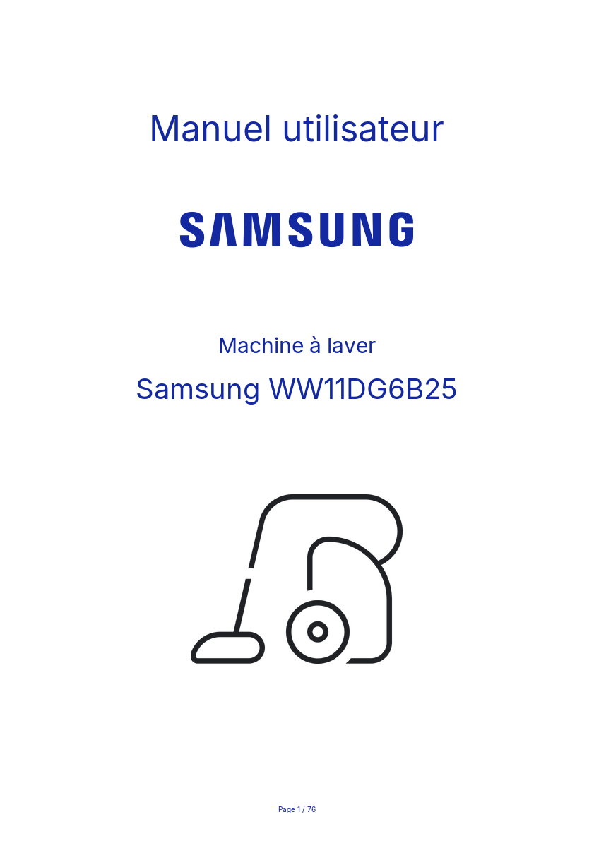 Page n°1 - Manuel utilisateur Samsung WW11DG6B25