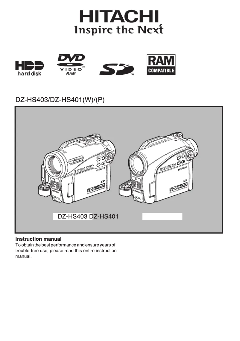 Page n°1 - Manuel utilisateur Hitachi DZ-HS403
