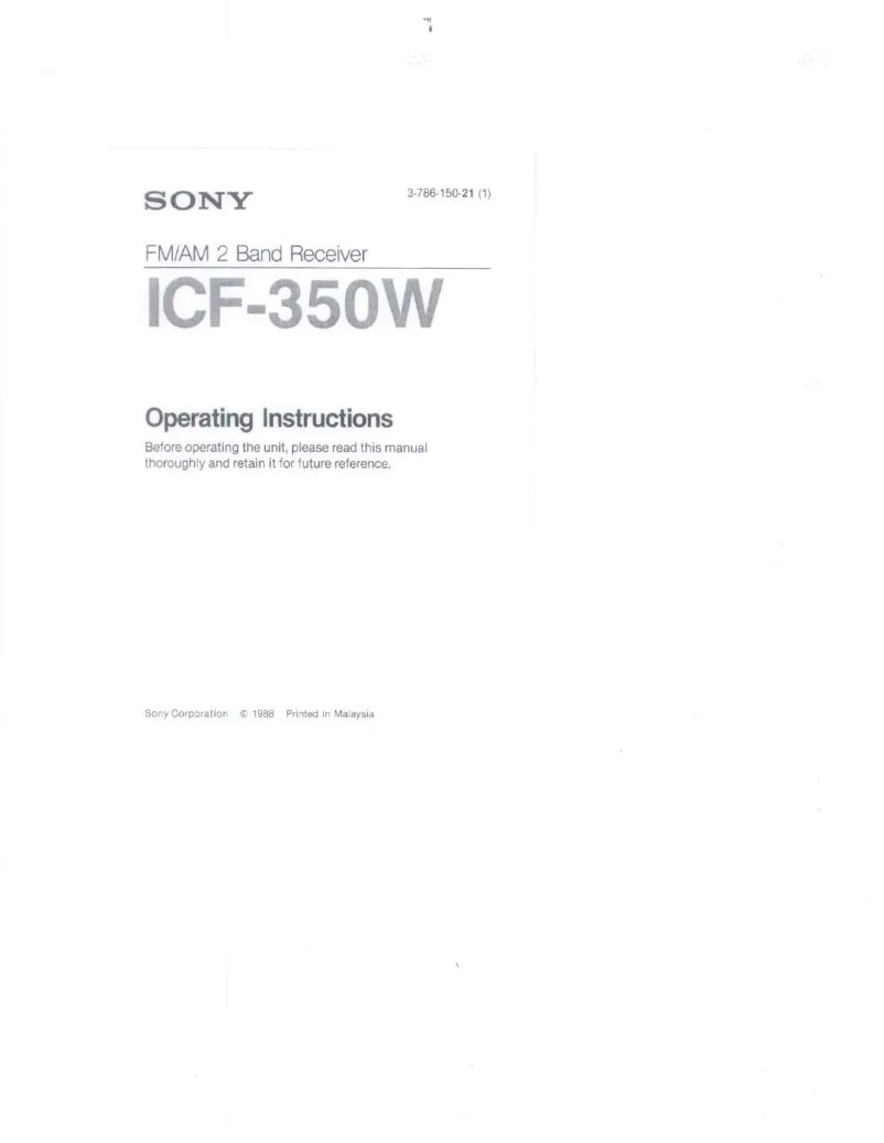 Page 1 de la notice Manuel utilisateur Sony ICF-350W