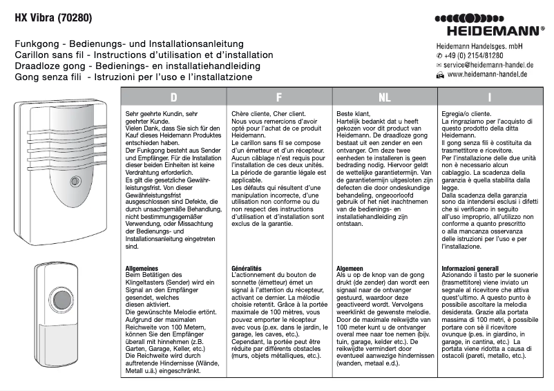 Image de la première page du manuel de l'appareil HX Vibra 70280