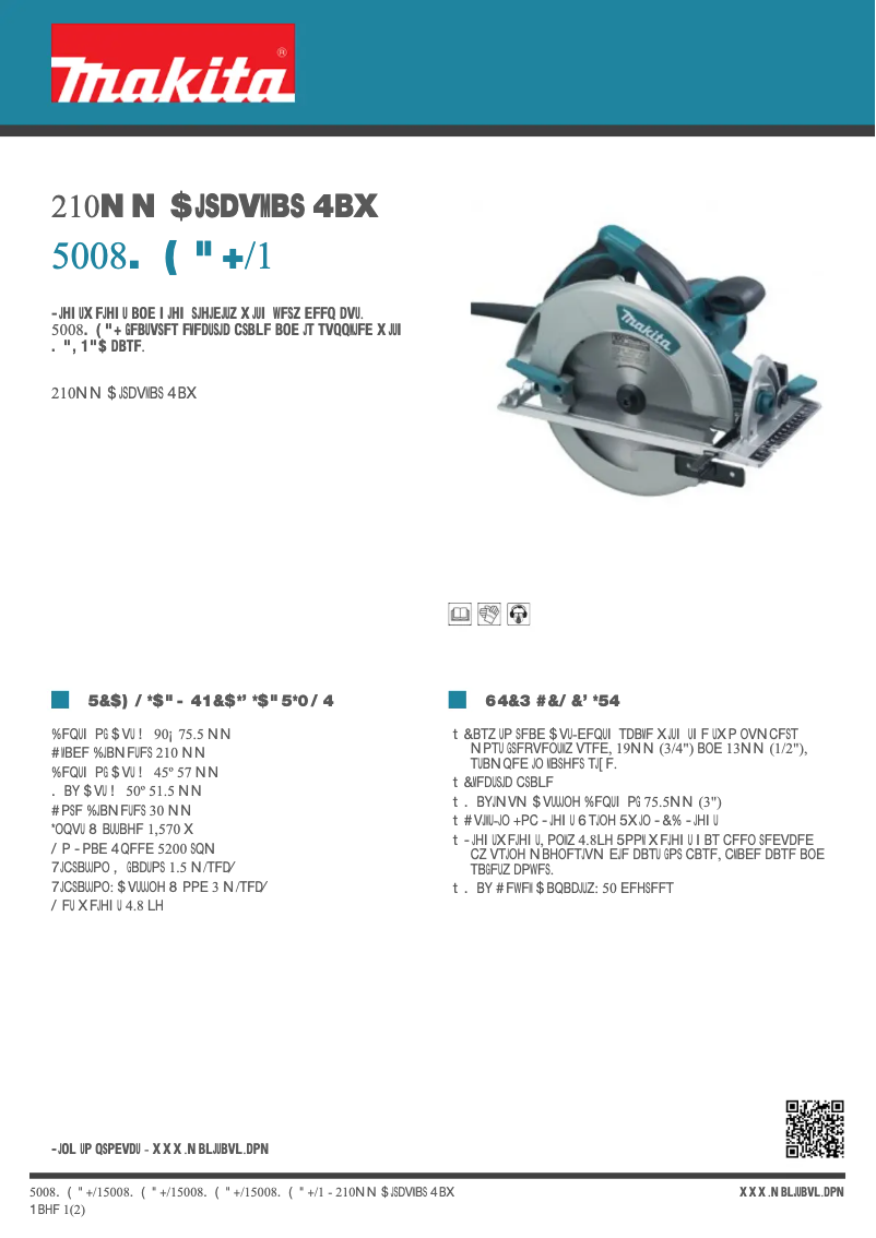 Página 1 del manual Ficha técnica Makita 5008MGAJ/1