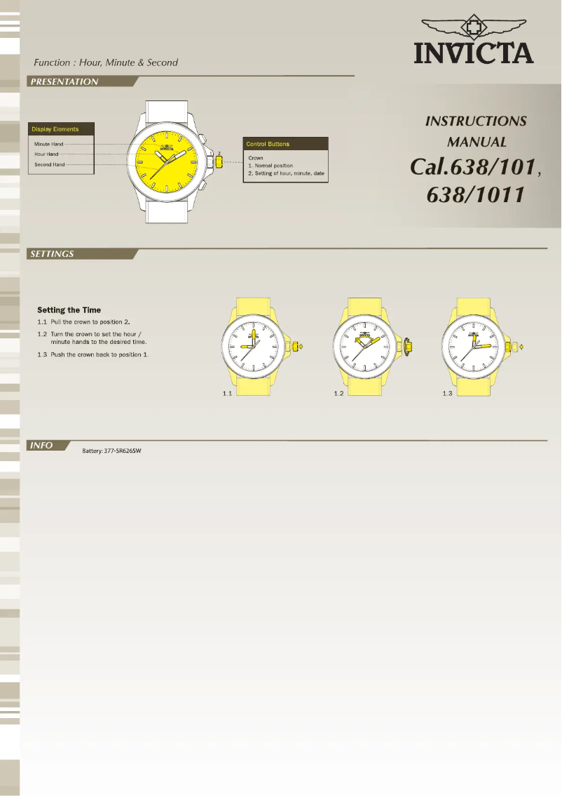 Page 1 de la notice Manuel utilisateur Invicta Pro Diver 20121