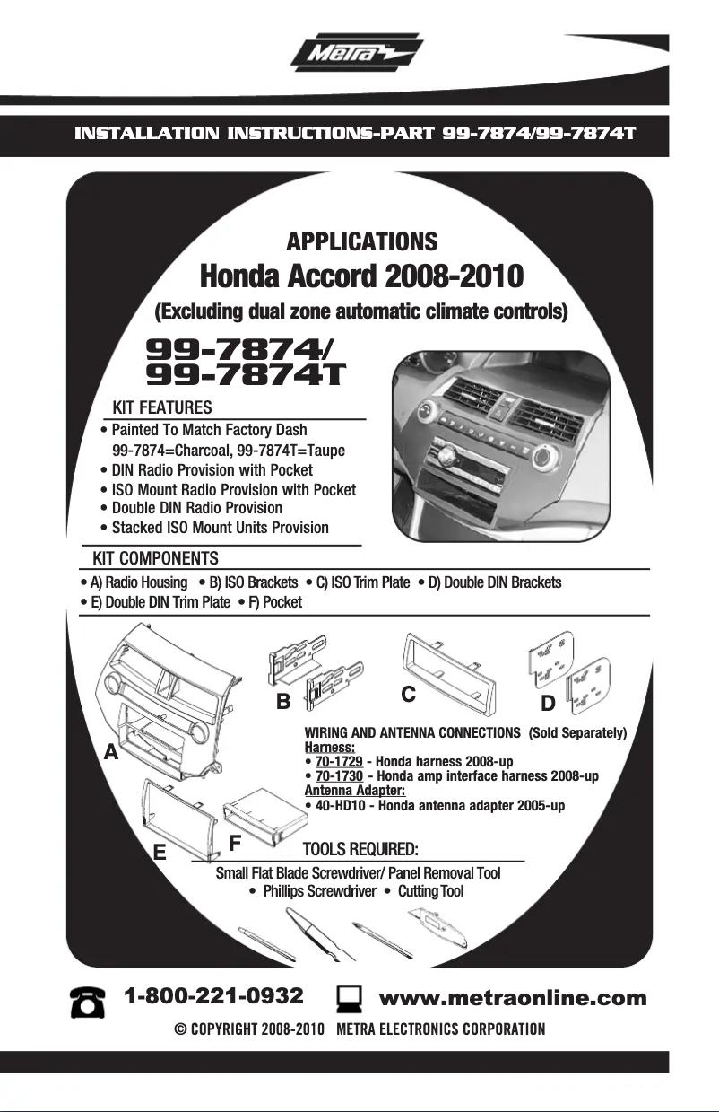 Page n°1 - Guide d'installation Metra 99-7874T