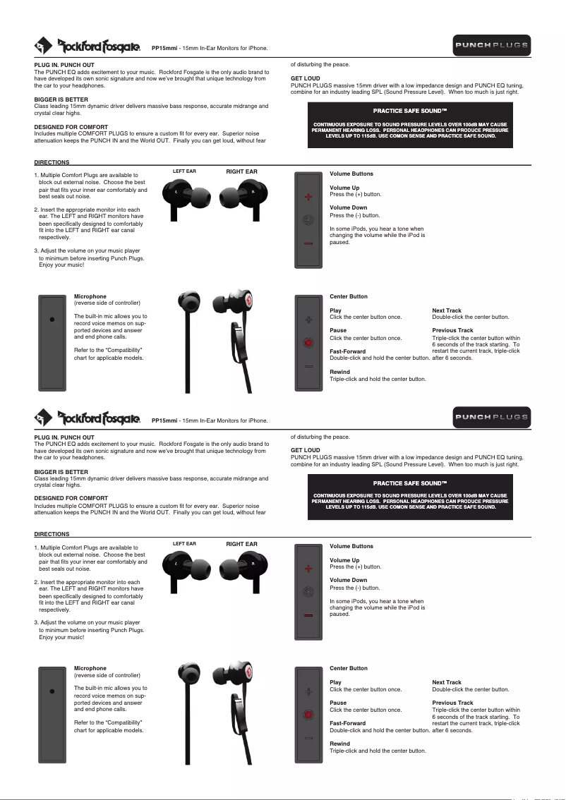 Page n°1 - Manuel utilisateur Rockford Fosgate PP15mmi