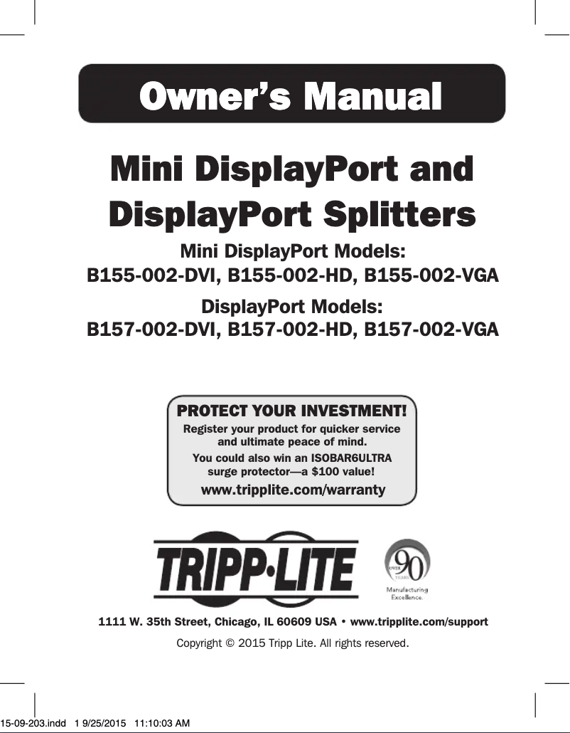 Page 1 de la notice Manuel utilisateur Tripp Lite B155-002-DVI