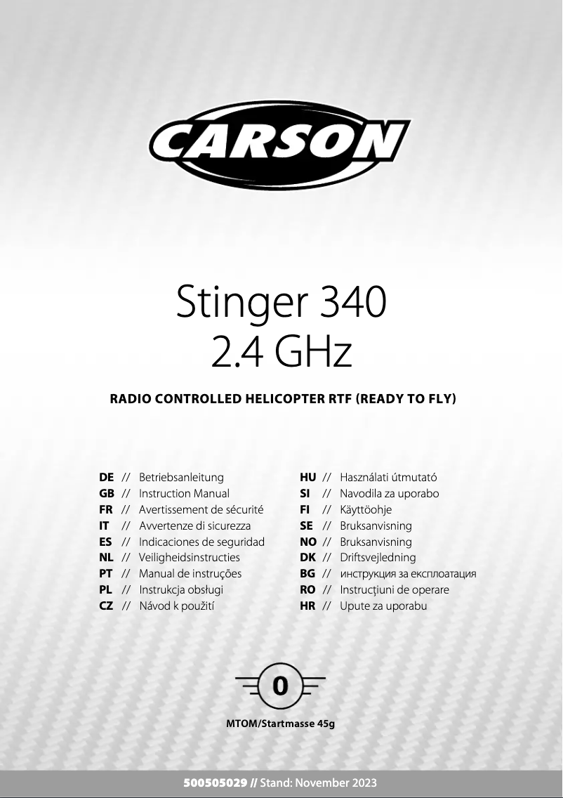 Image de la première page du manuel de l'appareil Stinger 340