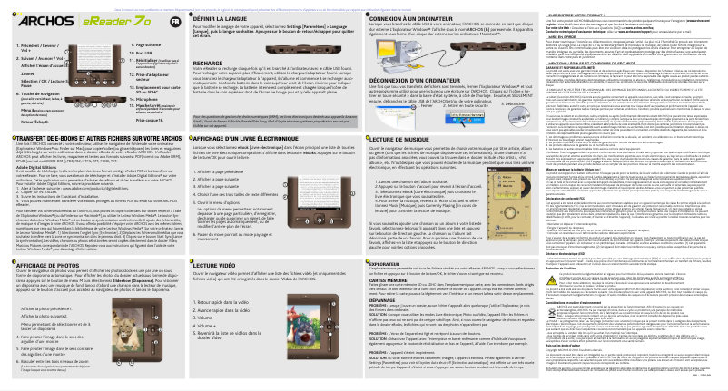 Page n°1 - Manuel utilisateur Archos eReader 70