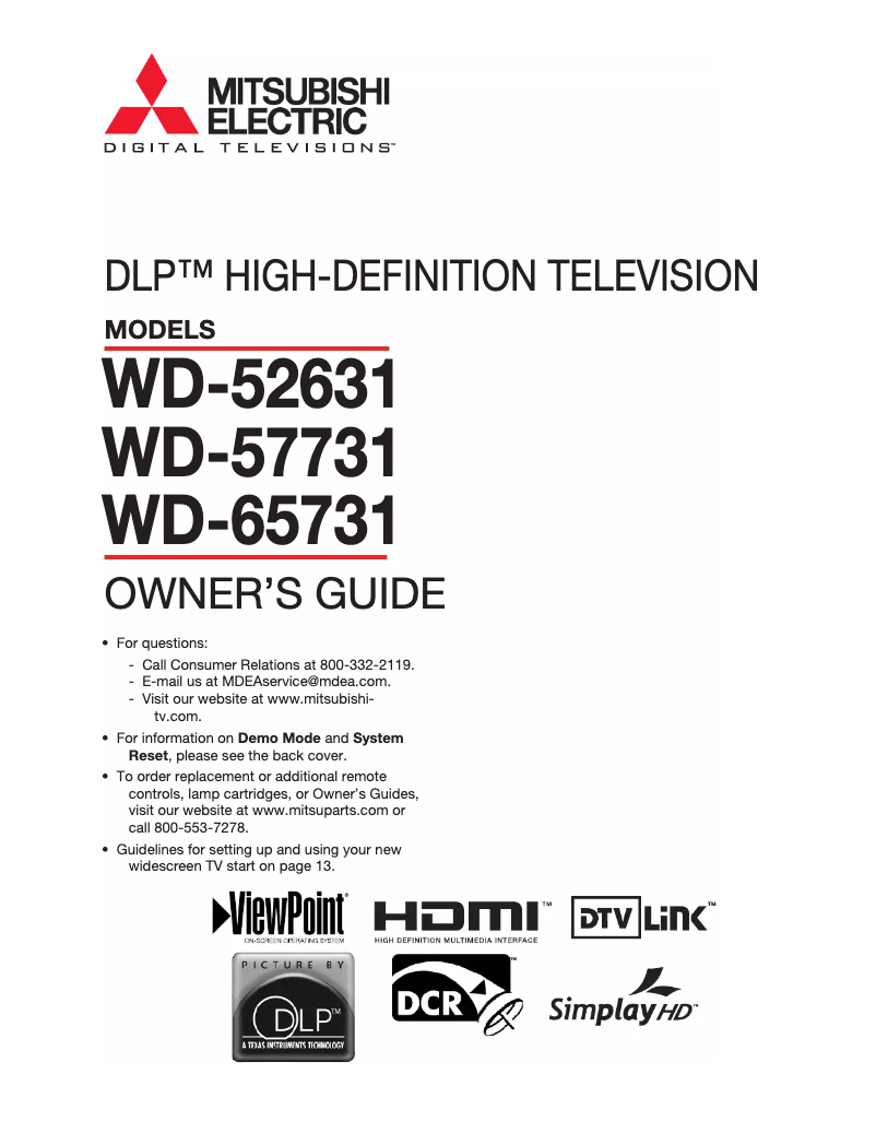 Image de la première page du manuel de l'appareil WD-57731