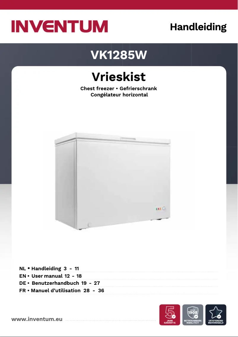 Page 1 de la notice Manuel utilisateur Inventum VK1285W