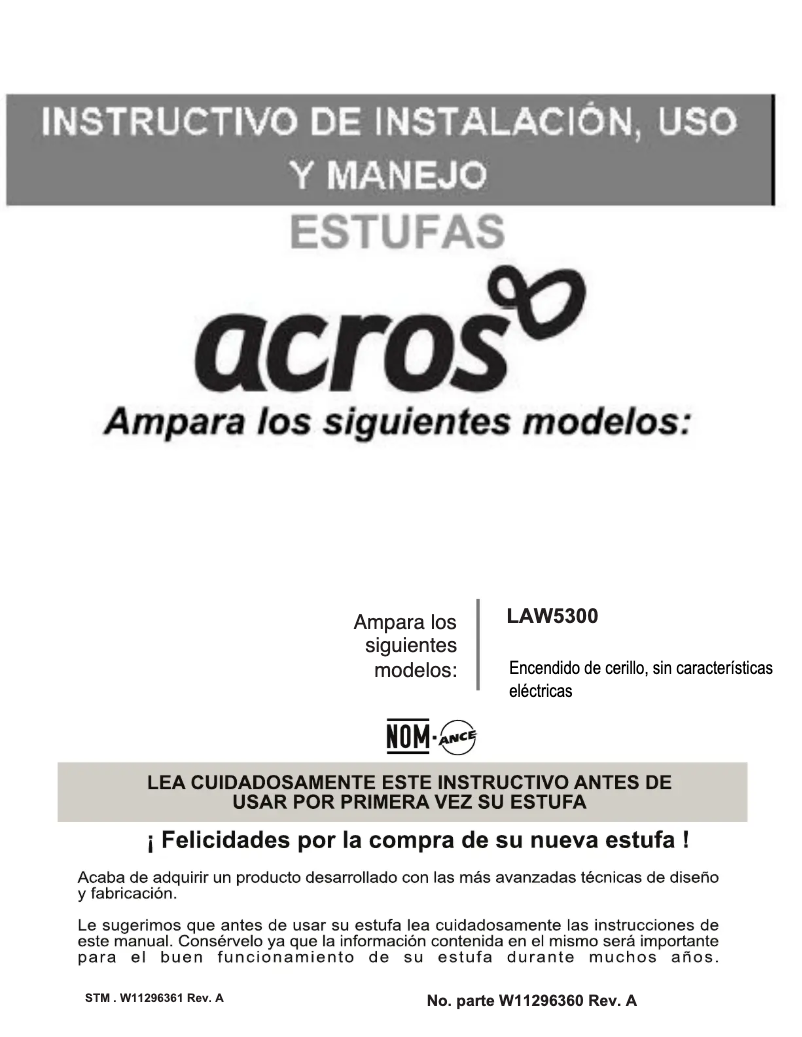 Page 1 de la notice Manuel utilisateur Acros AW5300D