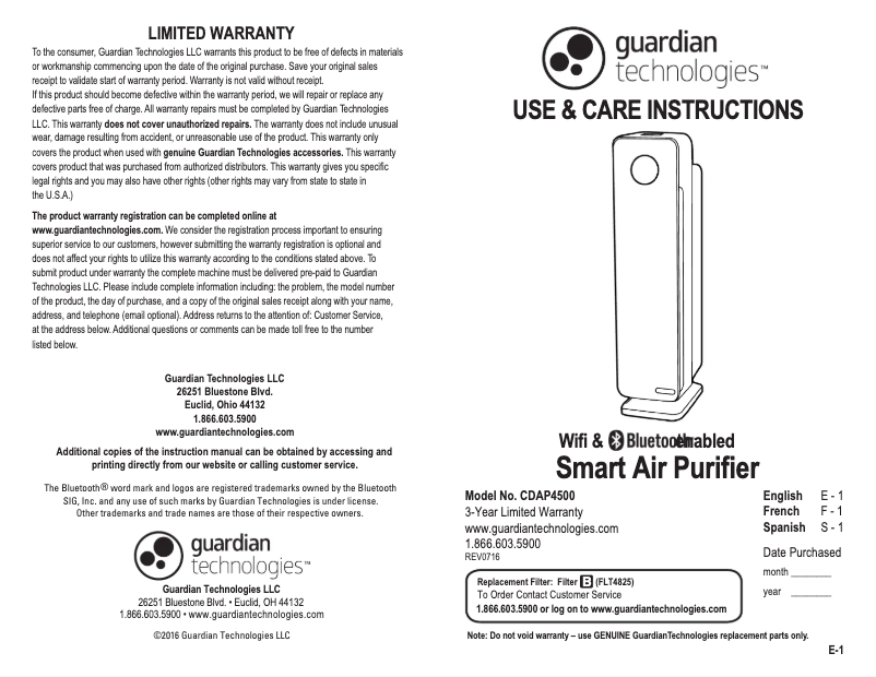 Page 1 de la notice Manuel utilisateur Guardian CDAP4500