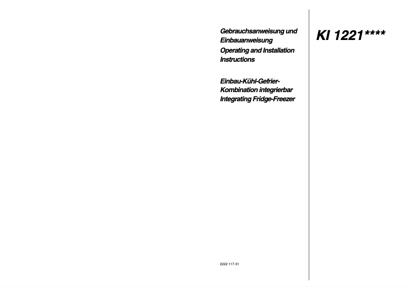 Page 1 de la notice Manuel utilisateur Blomberg KI 1221