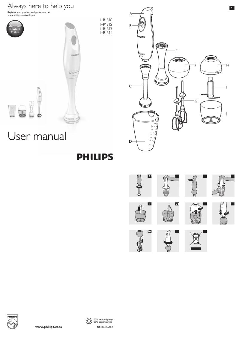 Page n°1 - Manuel utilisateur Philips HR1313