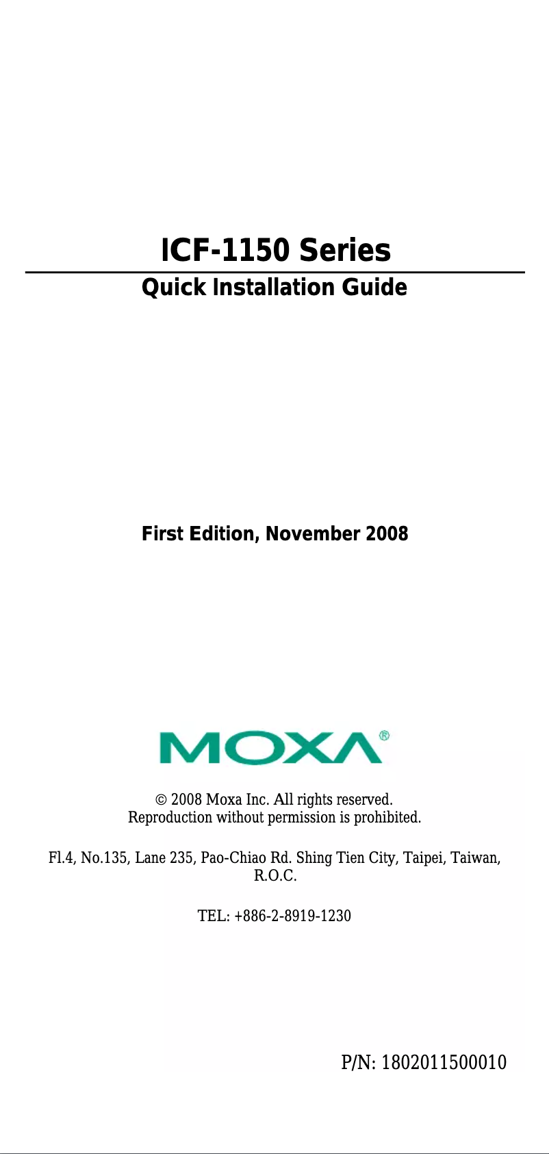 Page n°1 - Manuel utilisateur Moxa ICF-1150I-M-ST