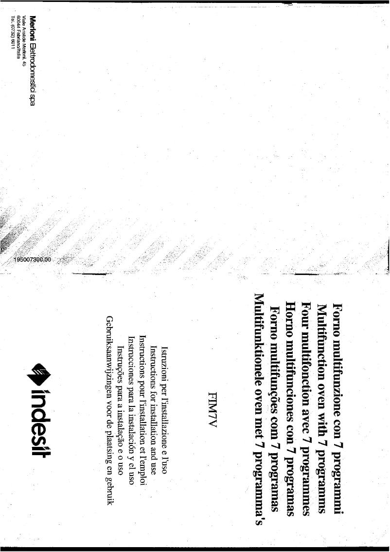 Page 1 de la notice Manuel utilisateur Indesit FIM 7 V