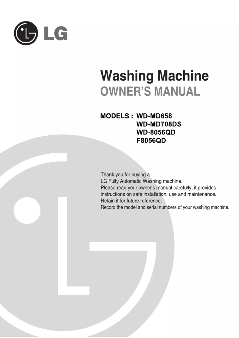 Page n°1 - Manuel utilisateur LG WD-MD708DS