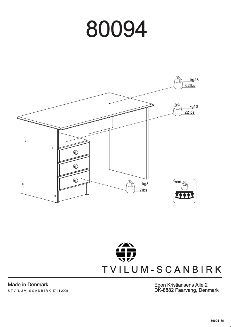 Page 1 de la notice Manuel utilisateur JYSK Morud (120x72x57)