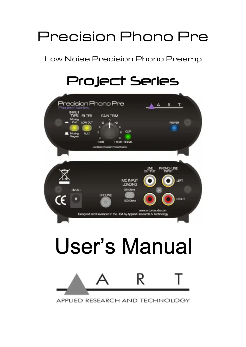 Page n°1 - Manuel utilisateur ART Precision Phono Pre