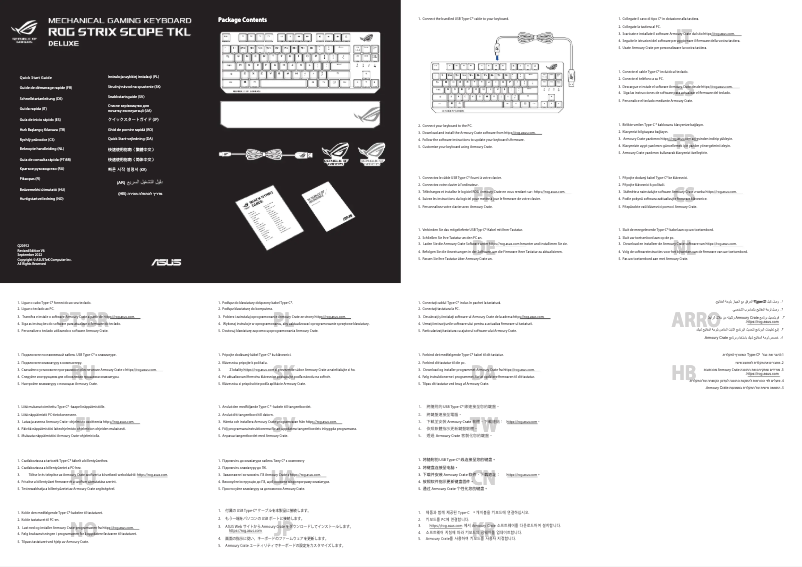 Page 1 de la notice Guide de démarrage rapide Asus ROG Strix Scope TKL Deluxe