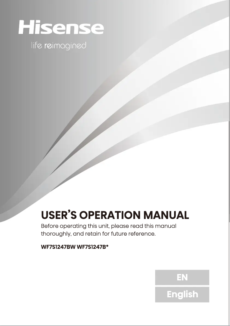 Page 1 de la notice Guide d'installation Hisense WF7S1247BB