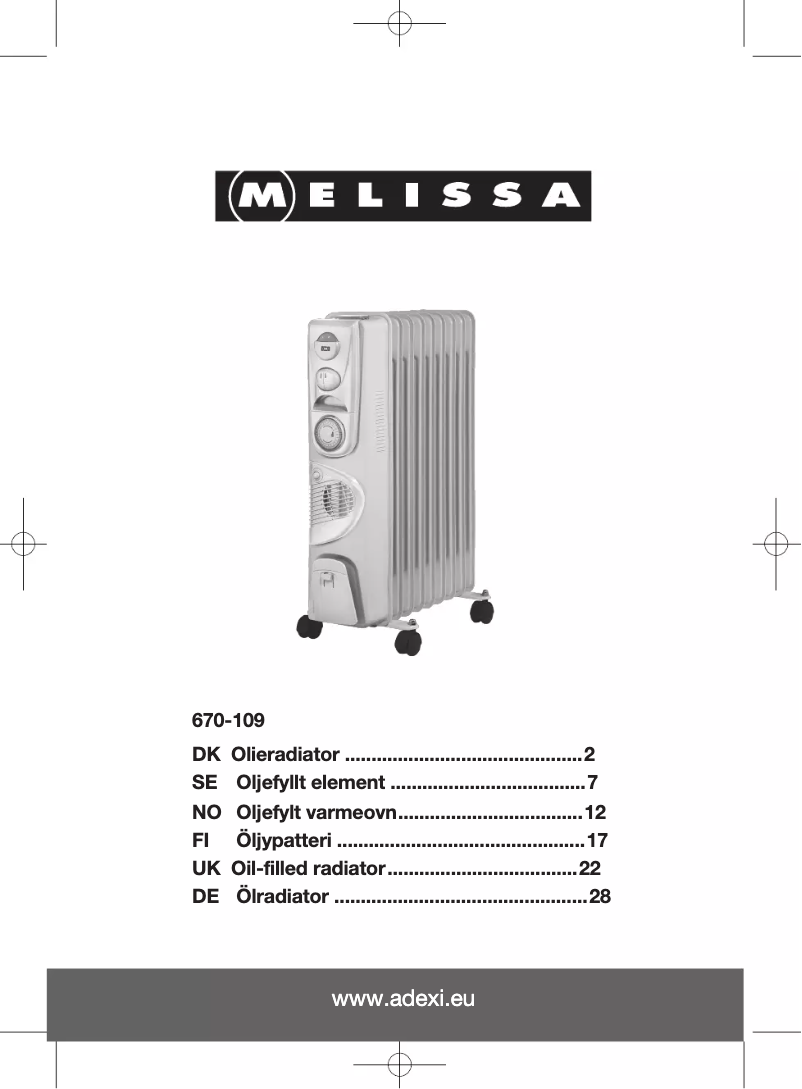 Page 1 de la notice Manuel utilisateur Melissa 670-109