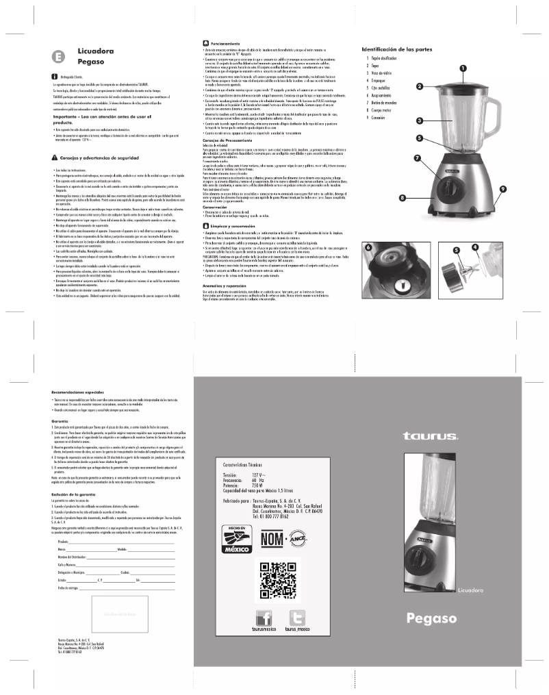 Page 1 de la notice Manuel utilisateur Taurus Pegaso