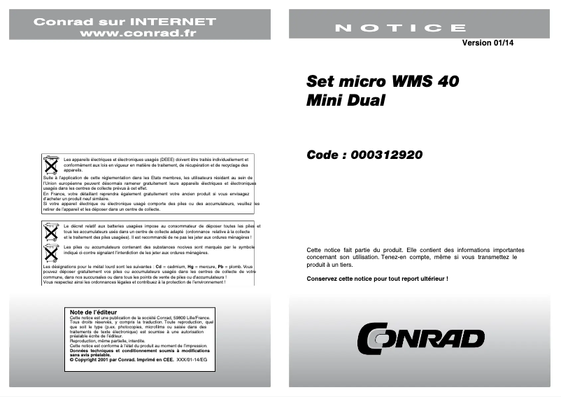 Page n°1 - Manuel utilisateur AKG WMS 40 Mini Dual