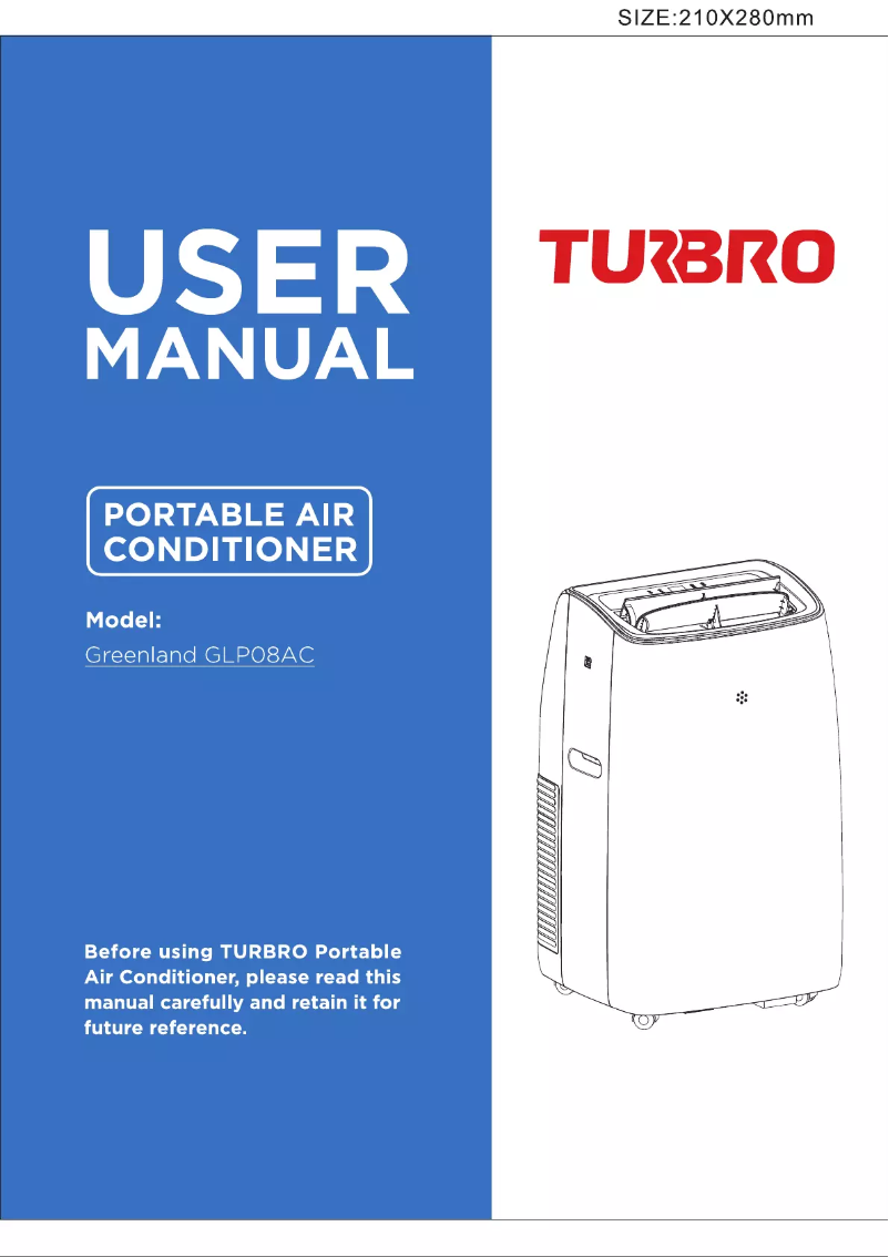 Page 1 de la notice Manuel utilisateur TURBRO GLP08AC